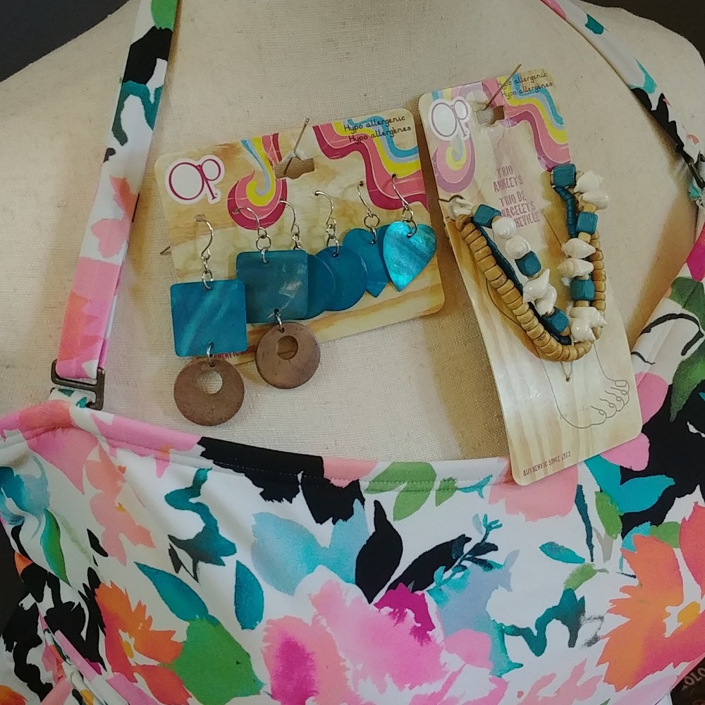 NWT OP Earrings and Trio of Anklets Set